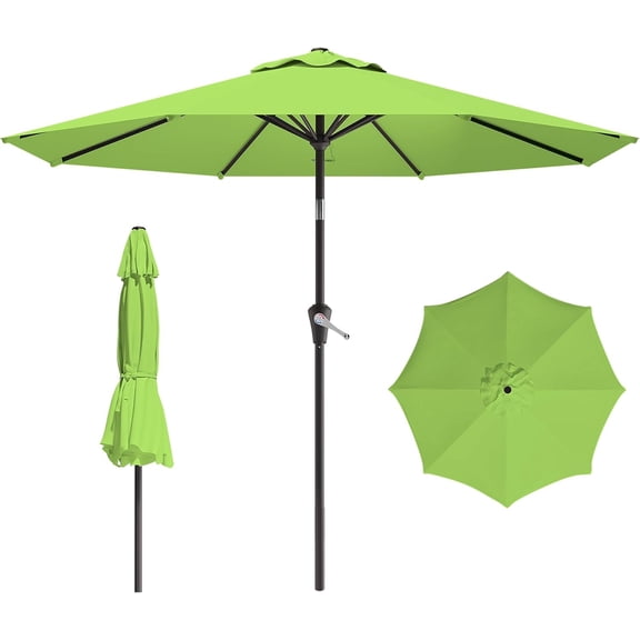 Patio Umbrella for Outdoor, Outdoor Umbrella with Push Button Tilt and Crank, Outdoor Patio Umbrellas with 8 Sturdy Ribs for Market, Garden, Deck, Backyard, Pool