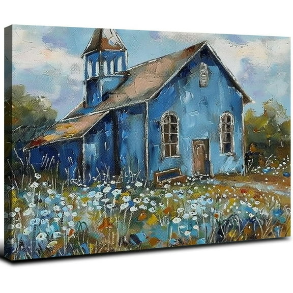 Nawypu Farmhouse Barn Wall Art: Canvas Rustic Farm Picture Country Landscape Print Decor Rural Scene Artwork for Nursery Living Room Bedroom