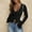 Black, variant on Women's Deep V Neck Long Sleeve Button Down Ruffle Crop Shirt Top Blouses T Shirt Tops Workout Clothes Women plus Size Summer Tops Juniors Dress Tops plus Size Womens 2x Tops Wide Strap Tops for Women