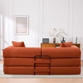 thumbnail image 6 of Leumius 4‑in‑1 Futon Sofa Bed,Modular Corduroy Sofa Couch with Fixed-Shape Frame & Removable Armrests,Folding Mattress Couch for Living Room, Office, Apartment,Orange, 6 of 7