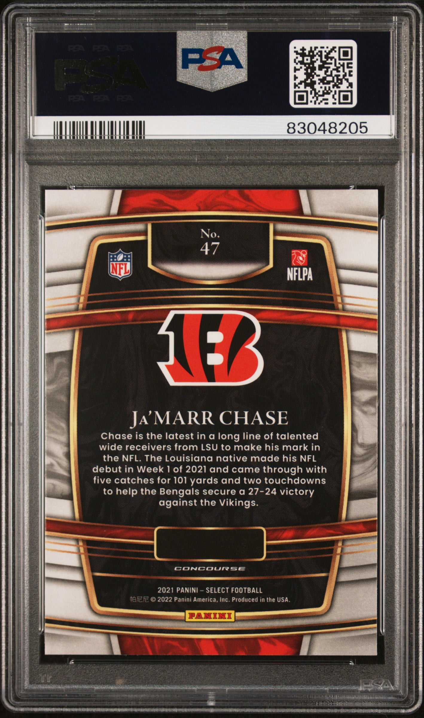 Ja'Marr Chase 2021 Panini Select Football Rookie Card #47 Graded PSA 10