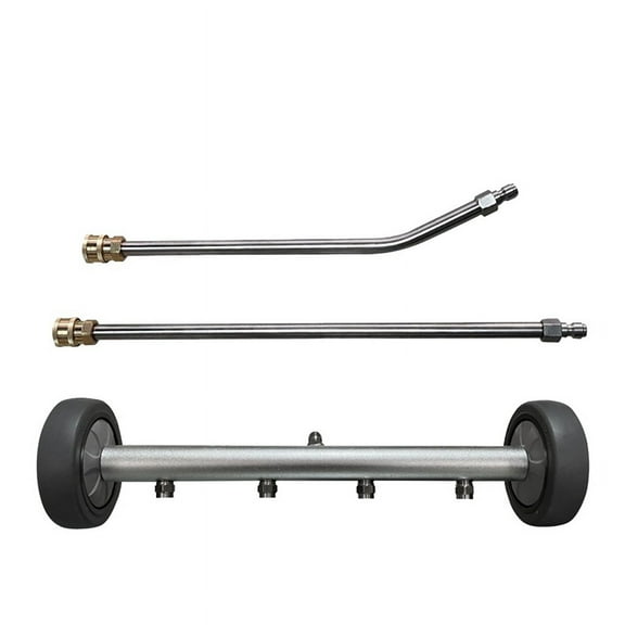 High Pressure Washer Car Wash Chassis Washer Water Broom with 45 Degree Angle Bar Under Carriage Cleaner Water Broom,1 x Four-hole nozzle straight rod bending rod set,Silvery