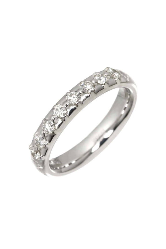 Pre-Owned Gucci Diamantissima #8 Ring with Diamonds, 18K White Gold (750)