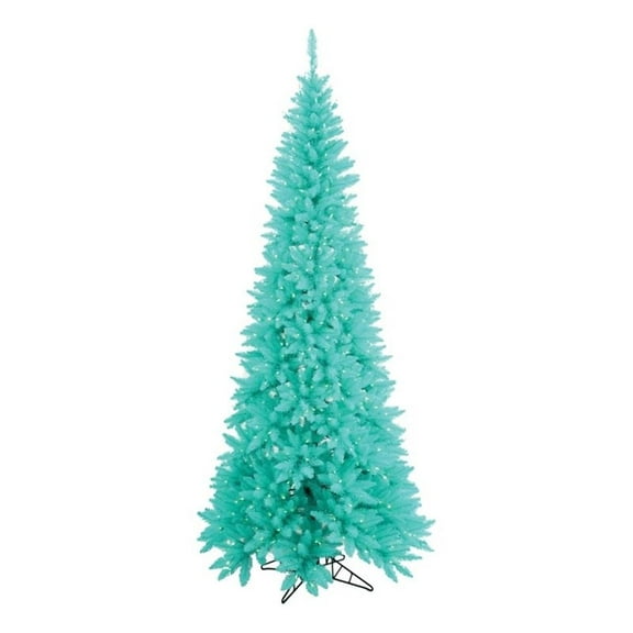 Pemberly Row 33" Fir Slim Dura-lit LED Artificial Christmas Tree in Aqua Blue