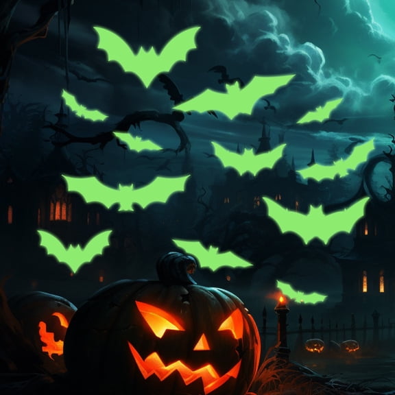 BOBOMOTI Halloween Bats Decoration, Glows-in-the-dark Bats Halloween Window Clings for Halloween Party Decorations, Halloween Window Stickers Wall Stickers Clearance
