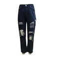 thumbnail image 3 of Women Girls High Waisted Baggy Ripped Jeans Boyfriend Fashion Large Denim Baggy Blue Jeans Plus Size, 3 of 4
