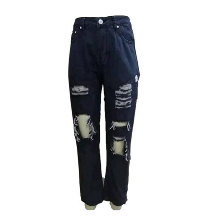 Black distressed jeans for girls 2025
