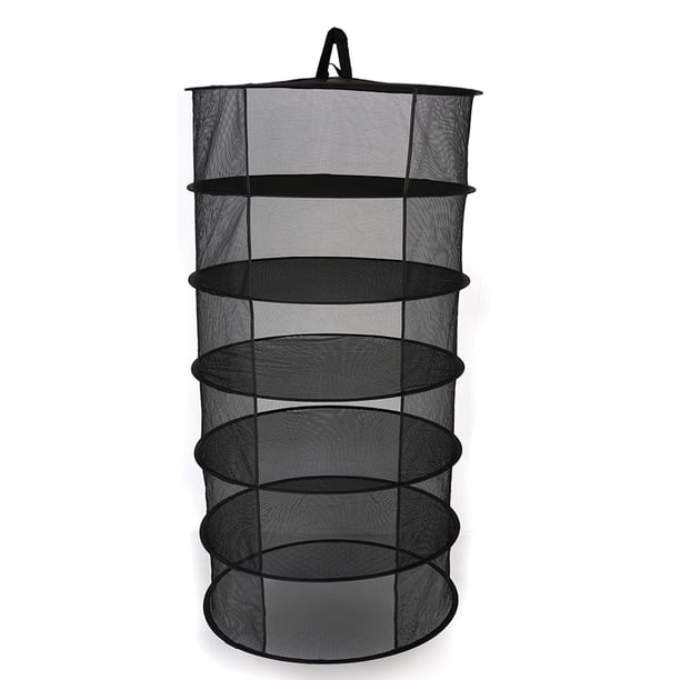 Red de secado Irfora 6 capas Cesta colgante Estante de secado plegable Hierba Red seca Forma de apertura Secadora Bolsa Malla 600 mm Diámetro para hierbas Flores Brotes Plantas Irfora Red de secado