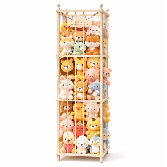 Bel Ark Stuffed Animal Storage & Organizer, Wooden Cute Zoo Toy Storage Holder for Rooms, Playrooms & Bedrooms