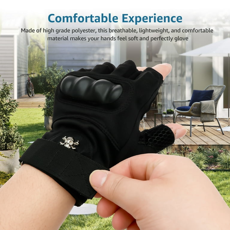 Sutowe LED Flashlight Gloves Hands Free Half Finger Lighted Gloves
