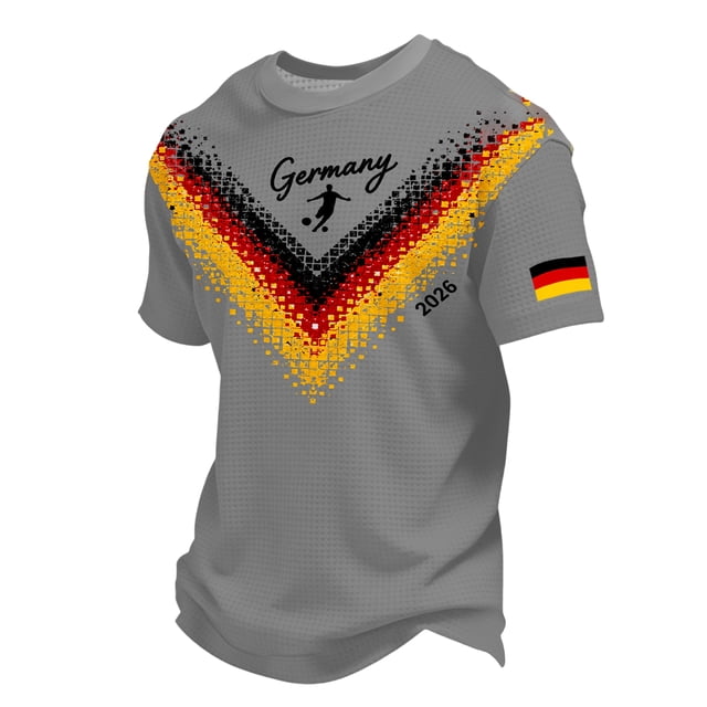 Women's Germany Football Graphic T-Shirt, Men's Soccer Graphic Print T-Shirt Casual Sportswear Top Athletic for Soccer Tournament 2026 Light Gray Size: 2XL