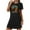 Black, variant on Tnhcen Women's Plus Size Summer Sleepwear – Round Neck Short Sleeve Cute Print Soft 95% Polyester 5% Spandex S-2XL for Sleeping/Relaxing