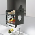 thumbnail image 5 of 24inch Cabinet Pull Down Shelf Upper Kitchen Wall Cabinet Storage Organizer Smooth Push-pull Black Indoor Cabinet, 5 of 17