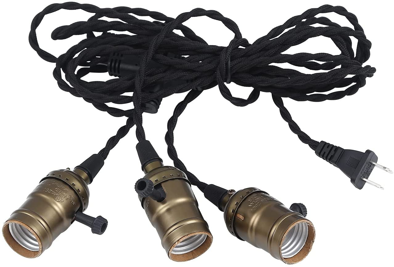 Simple Deluxe 15 Feet Triple Bulb Vintage Hanging Pendant Light Cord
