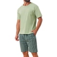 thumbnail image 4 of INSPIRE CHIC Men's Sleepwear Short Sleeve T-Shirt with Plaid Shorts Pajama Set S Green, 4 of 5