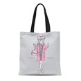 thumbnail image 1 of JSDART Sac Fourre-Tout en Toile Rose de Chat Fille Habillée en Élégant Réutilisable Épaule Courses Sac à Main, 1 of 1