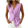 thumbnail image 3 of Aboser Twist Front Wrap Vest Tops for Women Dressy Casual Sleeveless Shirts Summer Cotton and Linen Vests Solid V Neck Blouses for Work Office, 3 of 7