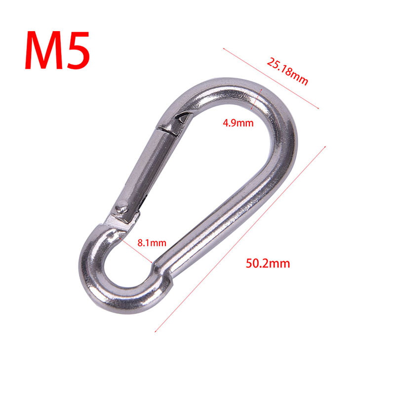 316 Stainless Steel Spring Carabiner Snap Hook Keychain Quick Link Lock Buckle U 