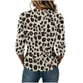 thumbnail image 6 of Ayolanni Crew Neck Summer&nbsp;Fall&nbsp;Clothes 3/4 Sleeve Trendy Leopard Print Tunic Blouse Plus Size Daily Wear Shirts Tops for Women Yellow L, 6 of 7