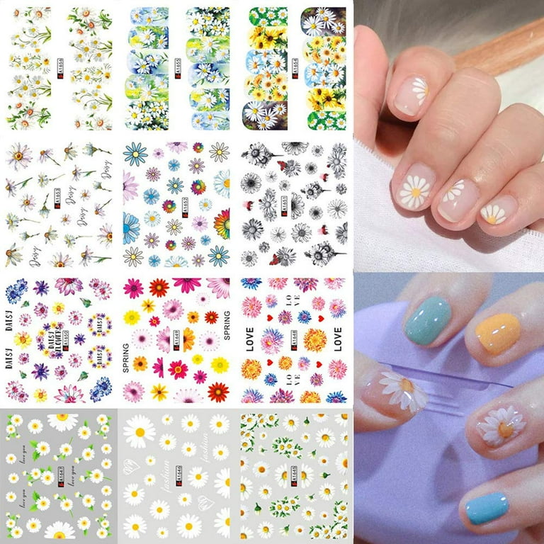 Green Leaf 3D Nail Stickers Flowers Summer Design UV Gel Nail Decoration