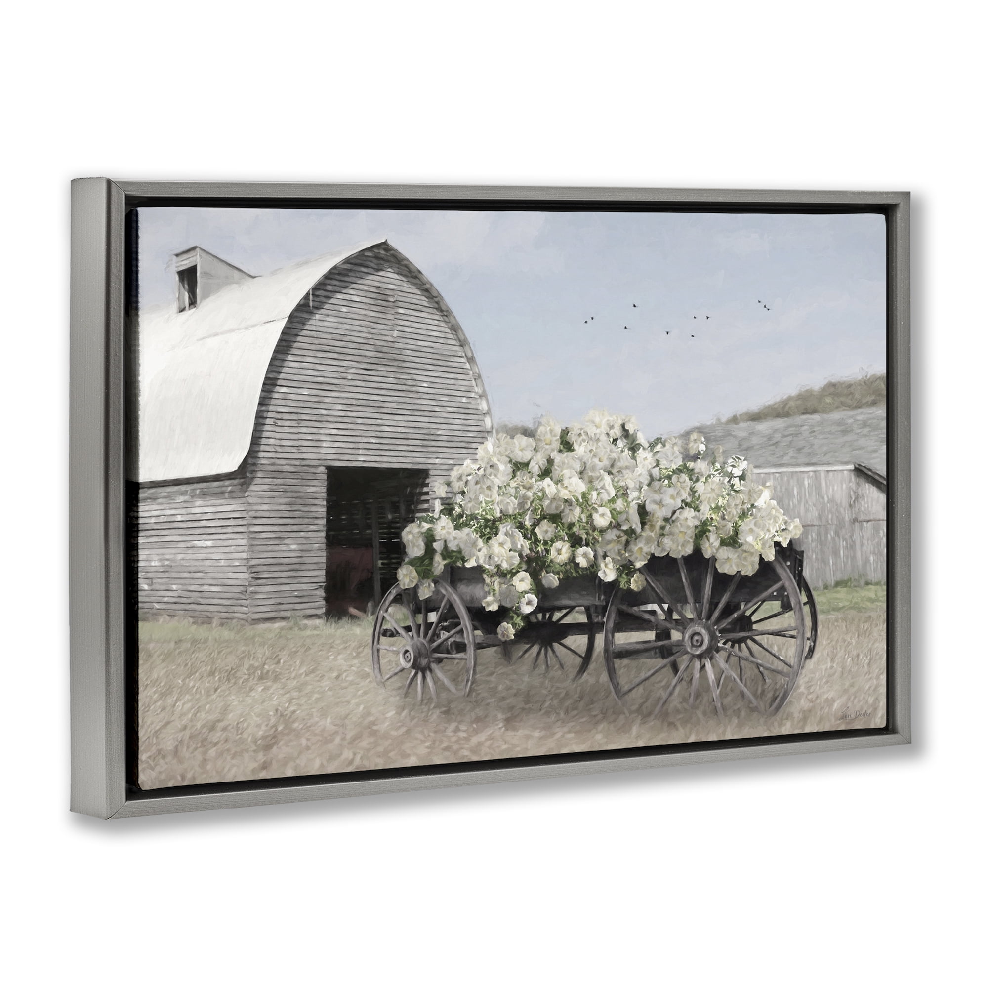 Stupell Industries Wagon Full of Sunshine Gray Framed Floater Canvas Wall Art, design by Lori Deiter