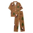 thumbnail image 6 of JIAYUE Christmas PJS 2-Piece Set for Women Graphic Print Button-Front Notch Collar Long Sleeve Top & Pants Sleepwear For Soft Wear, 6 of 7