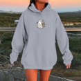 thumbnail image 2 of Women Hoodies Halloween Unisex Cute Little Ghost Print Sweatshirt Long Sleeve Pullover Tops Fall Winter Warm Apparel Grey1 M, 2 of 5