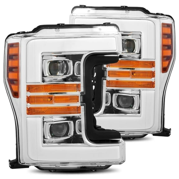 AlphaRex 2017-2019 Ford Super Duty PRO-Series Halogen Projector Headlights Chrome