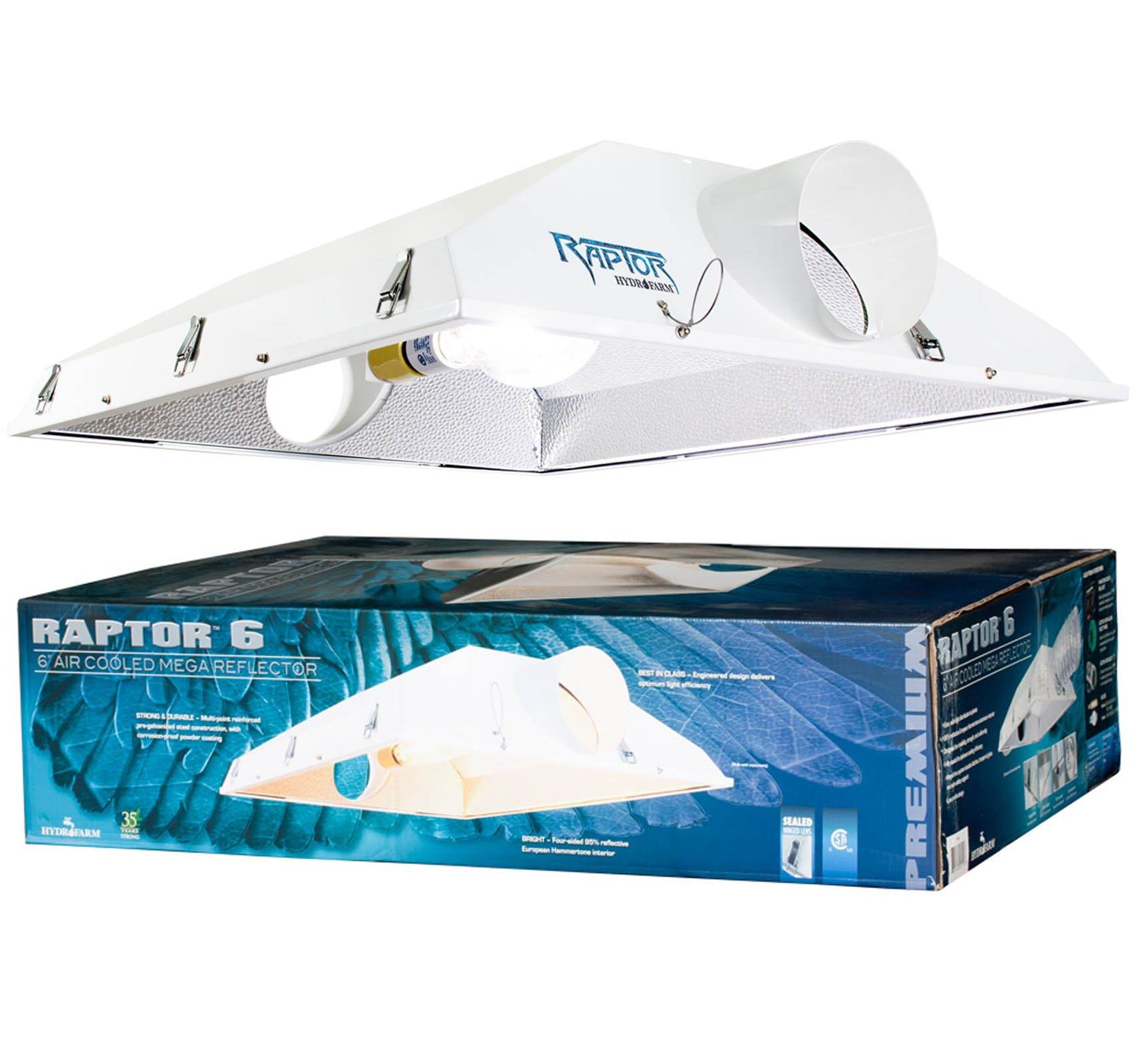 NEW! Hydrofarm Raptor 6" Air Cooled Grow Light Fixture Reflector Hood