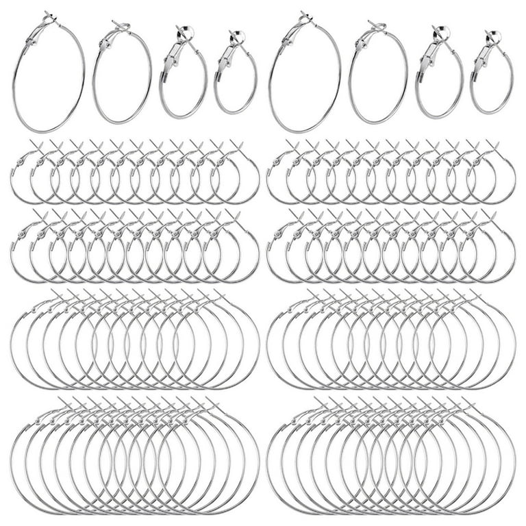 TINYSOME 96Pcs Earring Hoops for Jewelry Making Hypoallergenic Alloy Round  Beading Hoops Women Earring Making Kit DIY Craft 