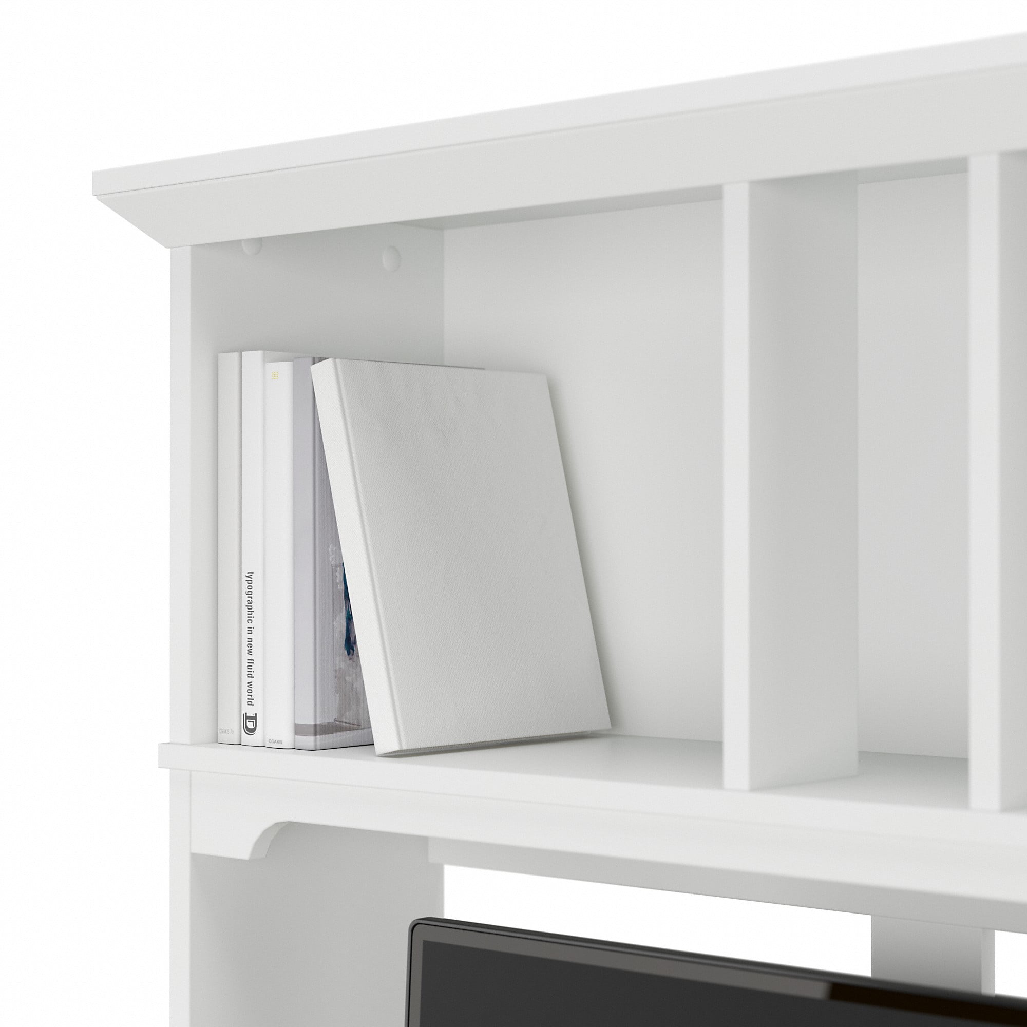 Bush Furniture Salinas Farmhouse 60 in L Shape Desk with Hutch, Box Drawer and Storage Cabinet in Shiplap Gray and White (Ships in 2 boxes)