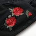 thumbnail image 5 of Wyobmus Ripped Jeans for Men Casual Silim Fit Embroidery Distressed Straight Leg Denim Pants A-Black, 5 of 9
