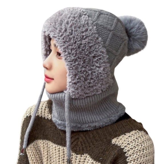 Hats for women Fleece Lined Thick Knitted Wool Hat Ear Protection Cold Proof Winter Cap