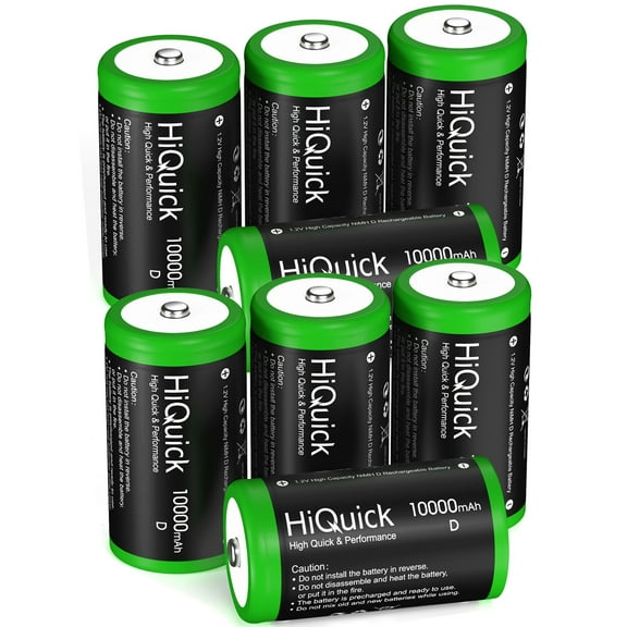 HiQuick D Rechargeable Batteries, 10000mAh 1.2V NiMH Per-Charged D Cell Long Lasting D Size Batteries with Store Boxes(8 Pack)
