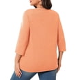 thumbnail image 6 of Yubnlvae Women's Plus-Size 3/4 Sleeve Tops & Blouses Plus Size Tunic Tops for Womenclearance! Solid, Round Neck, Orange, 5Xl, 6 of 7