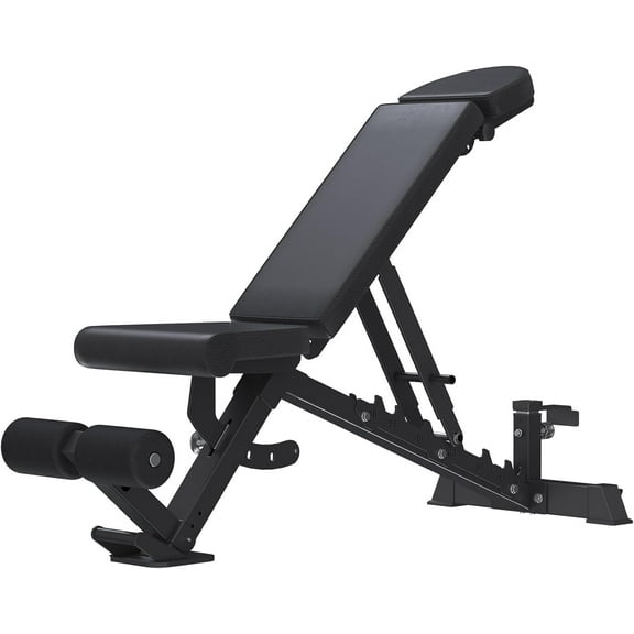 YODOLLA Adjustable Weight Bench for Home Gym, 1300-Lb Capacity Incline/Decline/Flat Bench Press, Quick-Adjust Seat, Backrest & Headrest Strength Training Bench