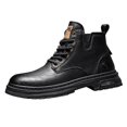 thumbnail image 2 of AUDeals Mens Leather High Top Combat Boots Water Resistant Lace Up Hiking Chukka Boots (Black, 8), 2 of 7