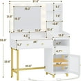 thumbnail image 6 of AOGLLATI White Makeup Vanity Desk with Mirror & Lights in 3 Colors Dressing Table with Charging Station & Unique Separation Design, 6 of 13