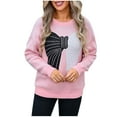 thumbnail image 2 of Sweaters for Women Plus Size Long Sleeve Crew Neck Pullover Colour Block Sweater Pink S, 2 of 4