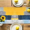 thumbnail image 4 of Blue Gray Yellow Oil Painting Table Runner, Abstract Art Kitchen Table Runners Dress Scarves for Table Decorations Party/Restaurant/Indoor Outdoor Use, 18x72in, 4 of 9