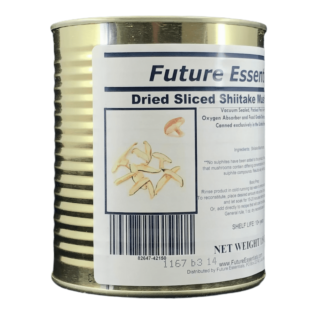 (12 Cans Pack) Future Essentials Long Shelf Life Emergency Food Dehydrated Sliced Shiitake Mushrooms #2.5/ 1.8oz/Can