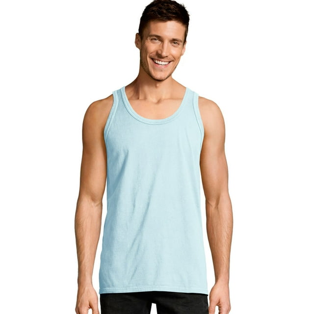 Hanes Mens ComfortWash Garment Dyed Sleeveless Tank Top, M, Soothing Blue