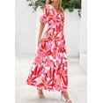 thumbnail image 5 of PRETTYGARDEN Women's Summer Maxi Dress Resort Wear Boho Floral V Neck Puff Short Sleeve Ruffle Flowy Beach Long Dresses, 5 of 7