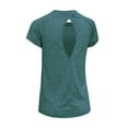 thumbnail image 5 of Htigea Workout Tops for Women V-Neck T Shirts Short Sleeve Athletic Running Shirts Blue,XL, 5 of 7