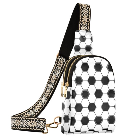 ALAZA Soccer Ball Geometric Sling Bag for Women Men Waterproof Crossbody Chest Bags