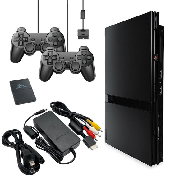 Restored Sony Playstation 2 PS2 Console Slim - 2 Controllers - 8MB Card