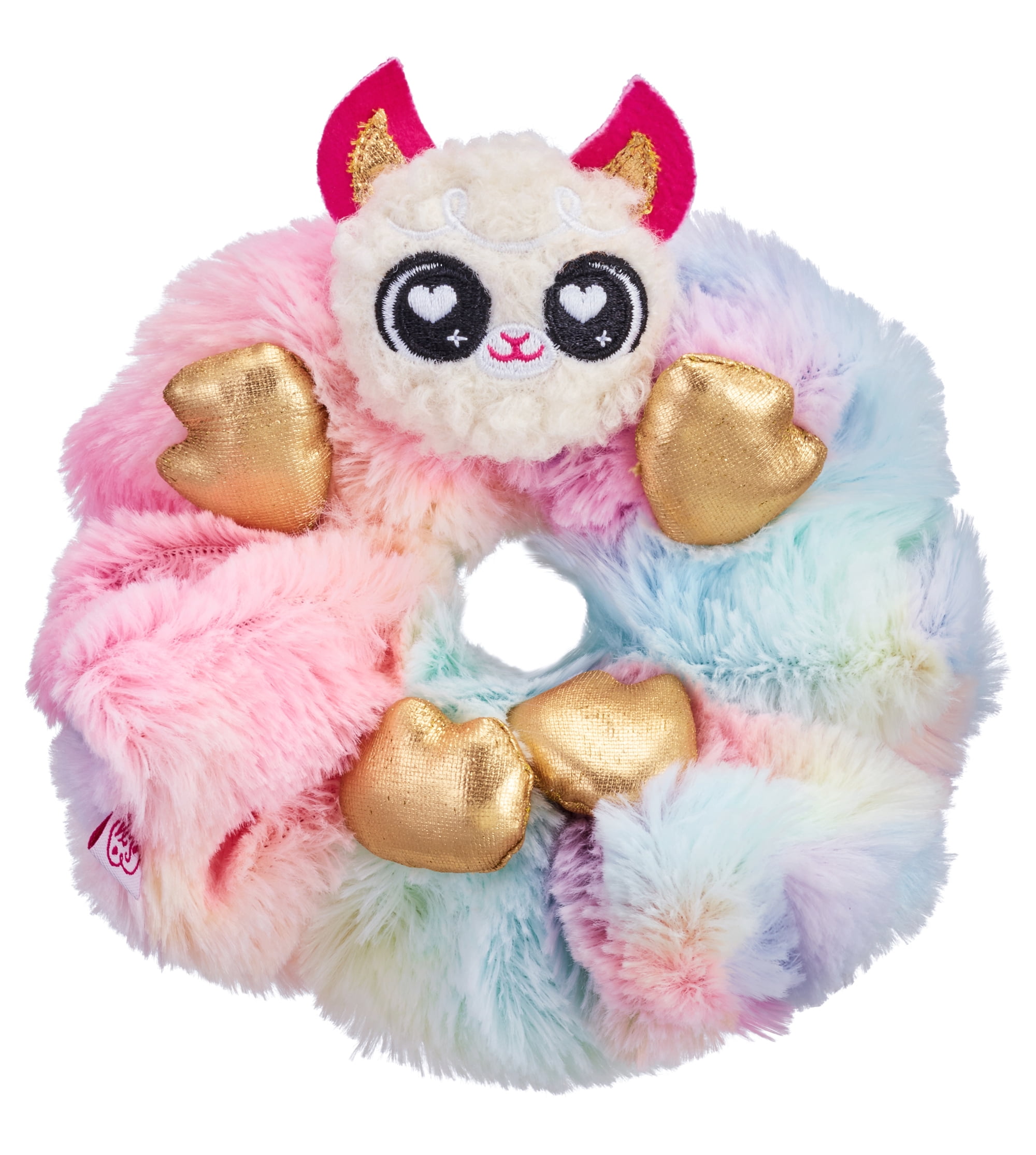 ScrunchMiez Giantz 6" Rainbow Llama Corn Shimmer Hair Scrunchie to Cute Plush Collectible