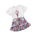 thumbnail image 3 of Dewadbow 1-5T Toddler Baby Girls Cotton Clothes T-shirt Tops Floral Skirts Outfits Set, 3 of 5