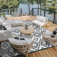 thumbnail image 1 of Outdoor Rugs 6'x9' on Sale Clearance Plastic Straw Waterproof Reversible Patio Rugs Geometric Lightweight Carpets for RV Camping Deck Balcony Beach Picnic Porch, Gray White, 1 of 4