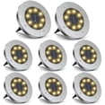 thumbnail image 2 of 8 PACK Solar In Ground Lights Outdoor Buried Lamp Disk 8 LED Lawn Pathway Garden, 2 of 12